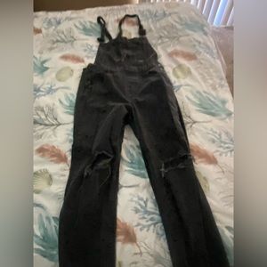 Free People Distressed Overalls